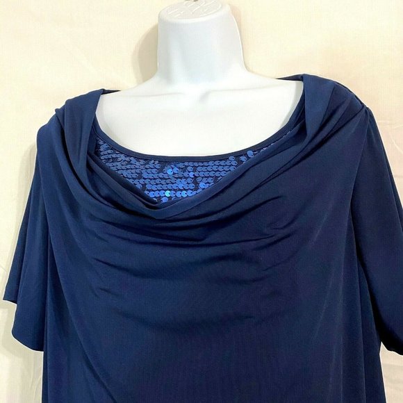 Woman Within Blue Sequin Dress Looks Like 2 Piece - Picture 2 of 5